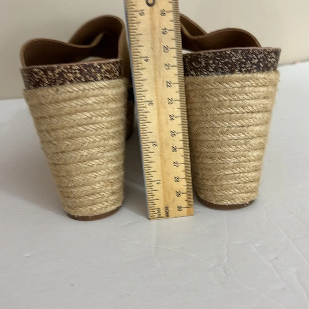 Lucky Brand LK-Neeka Tan Leather Platform Wedges Espadrilles 8.5 NWT